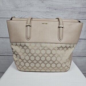 Nine West Reana 9s Jacqaurd Double Handled Tote Bag Beige Blush